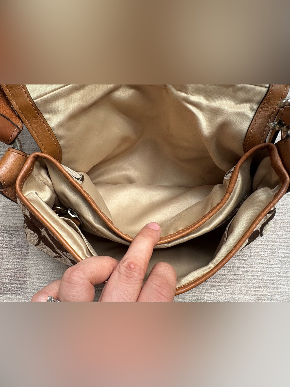 COACH Khaki Tan Brown Signature Jacquard Soho Buckle Flap Shoulder Bag F11860 - Picture 9 of 10